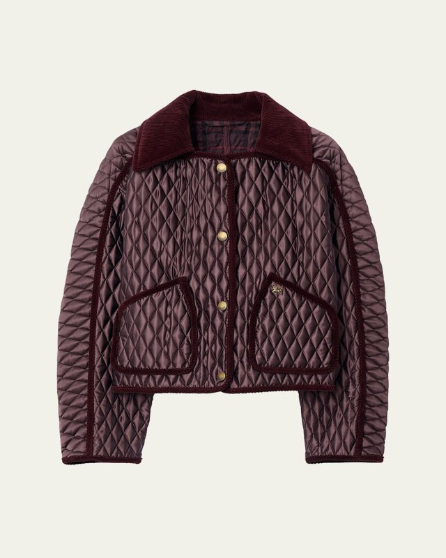 Floriston Corduroy-Trim Quilted Barn Jacket